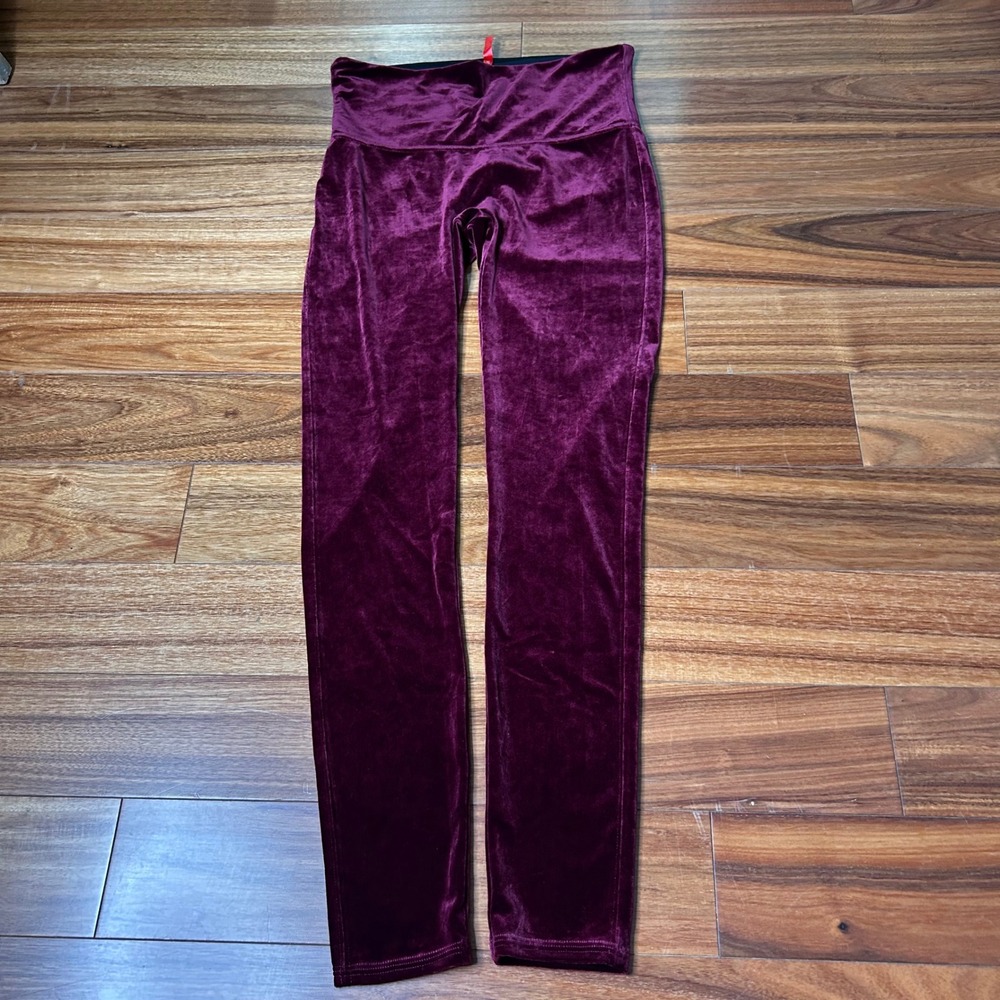 SPANX Velour Velvet High Waist Leggings Burgundy Women's Size‎ S